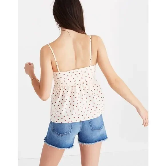 Madewell Strawberry Tie Front Cami Keyhole Top  Cotton Summer Sz 2 Cottagecore - Picture 12 of 12